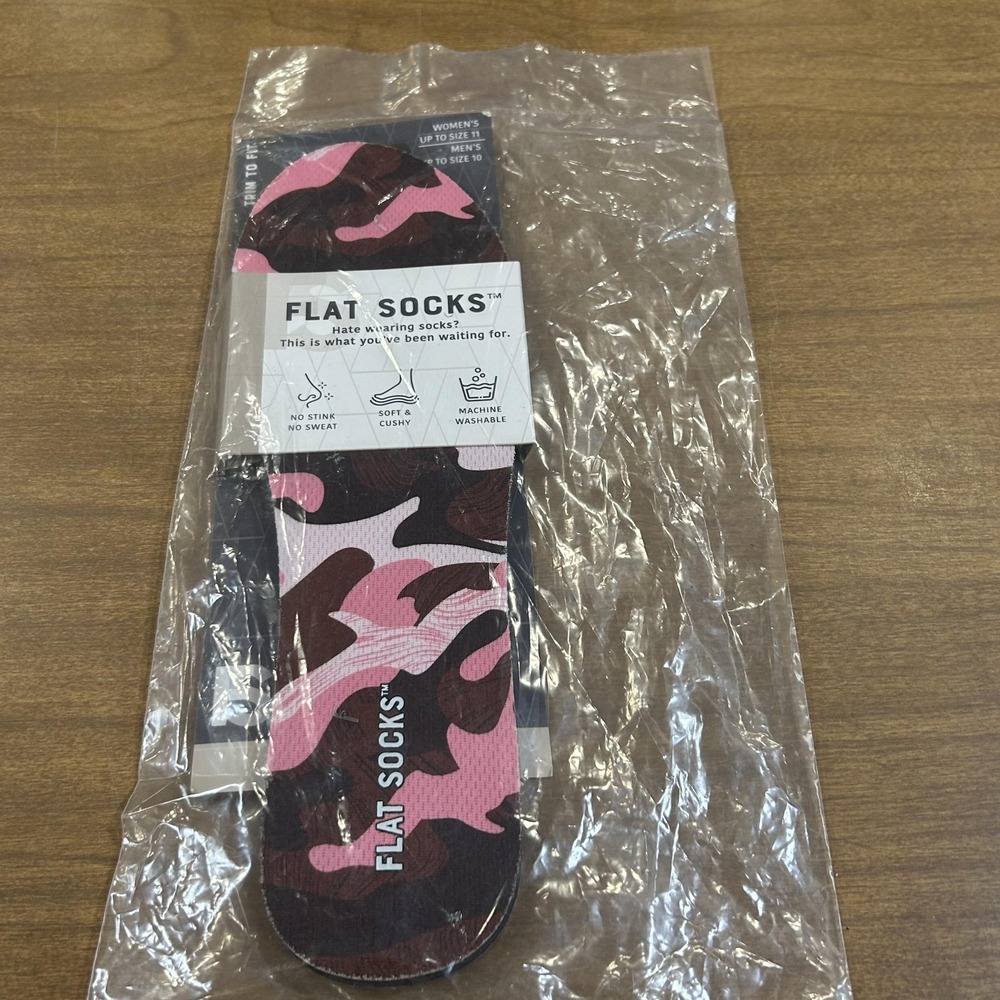 FLAT SOCKS No-Show Socks‎ Womens One Size Pink Camo Foam Cushy Insoles Inserts